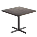Plateau de table commercial carré en bois massif de 36 po avec piètement en X en fonte résistant à la rouille, hauteur repas