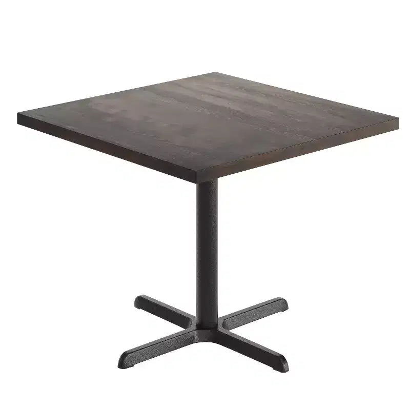 Plateau de table commercial carré en bois massif de 36 po avec piètement en X en fonte résistant à la rouille, hauteur repas