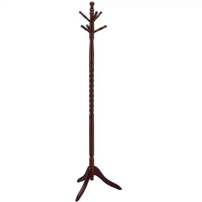 Porte-manteau autoportant Hall Tree de 71,5 po avec 6 crochets, cerisier