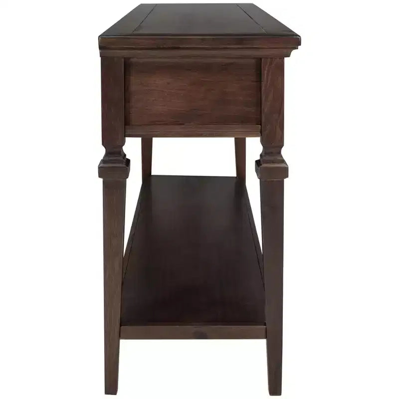 Console vintage avec rangement, Table d'entrée étroite avec tiroirs, Console de couloir de style campagnard avec étagère ouverte