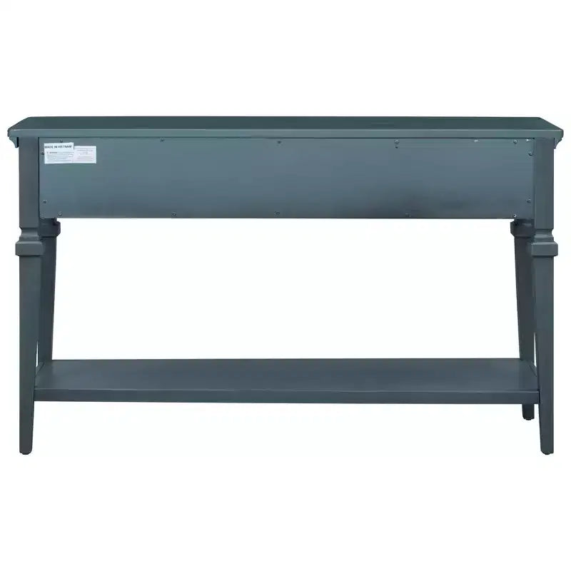 Console vintage avec rangement, Table d'entrée étroite avec tiroirs, Console de couloir de style campagnard avec étagère ouverte