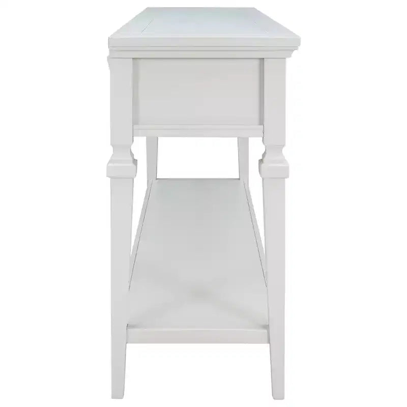 Console vintage avec rangement, Table d'entrée étroite avec tiroirs, Console de couloir de style campagnard avec étagère ouverte