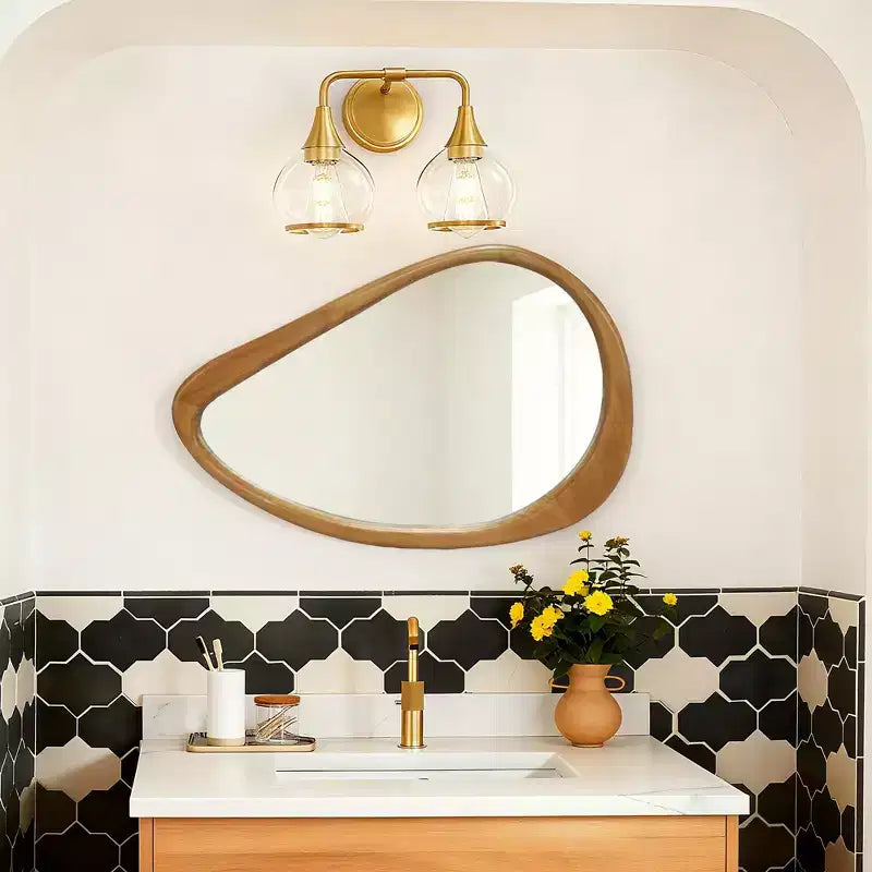 Miroir Mural Goutte d'Eau Irrégulier en Bois Moderne
