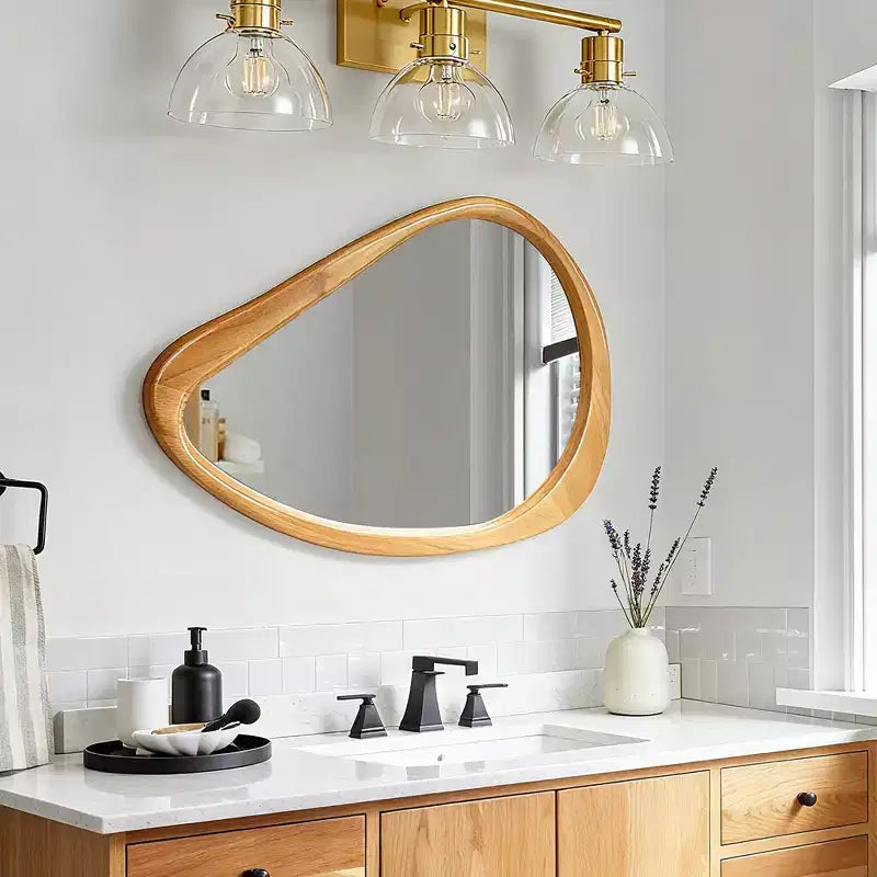 Miroir Mural Goutte d'Eau Irrégulier en Bois Moderne