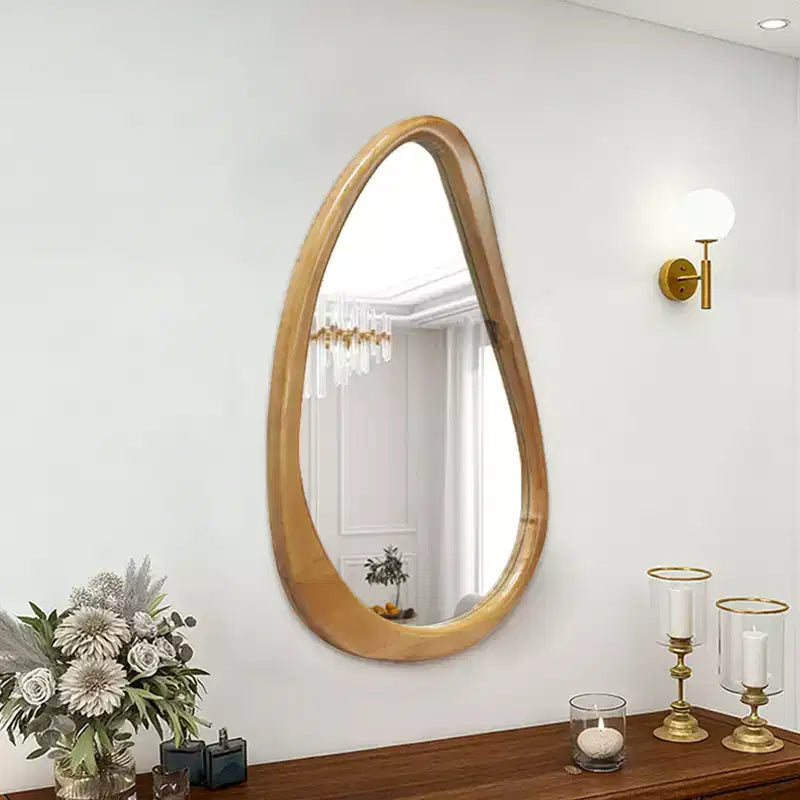 Miroir Mural Goutte d'Eau Irrégulier en Bois Moderne